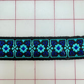 Non-Metallic Trim - 1-inch wide Navy Blue Patterned Ribbon Trim